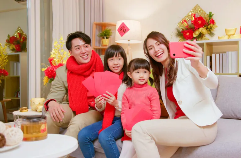 A family taking a selfie